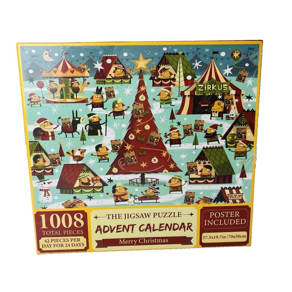 Advent Calendar Christmas Jigsaw Puzzle 1008 Pieces, Poster Included- NEW SEALED